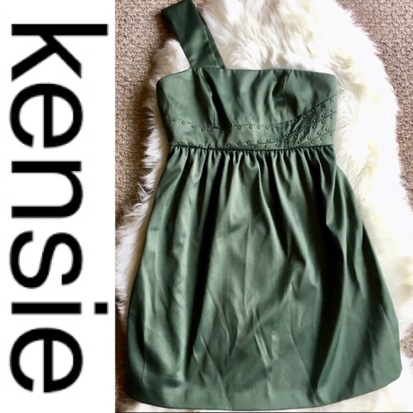 Green One Strap Embellished KENSIE Mini Dress - Picture 1 of 8